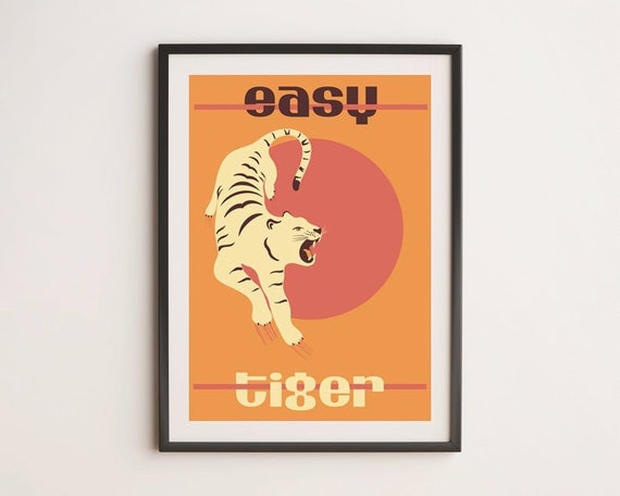 Easy Tiger Retro 70's Illustration Wall Art Print