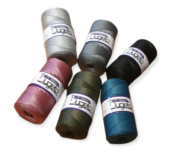 Bugeto PP Ribbon Flat Ribbon Yarn, 5 Mm Wide, Pocket Yarn, Glossy