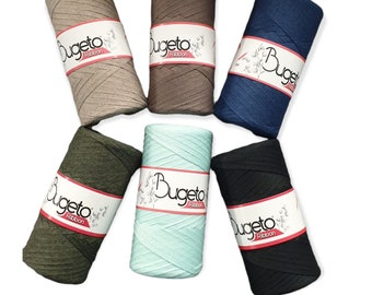 Bugeto Ribbon Cotton- Flachband-Garn, 5mm breit, Taschengarn, aus recycelter Baumwolle