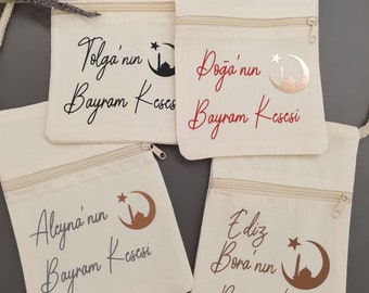 Bayram Kesesi, Eid-Tasche, personalisiert für Kinder, mit Reissverschluss