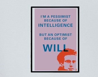 Antonio Gramsci, Leftist Wall Art, Marxist Poster, Digital Portrait, Gramsci Quotes