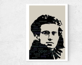Antonio Gramsci, Leftist Wall Art, Marxist Poster, Digital Portrait