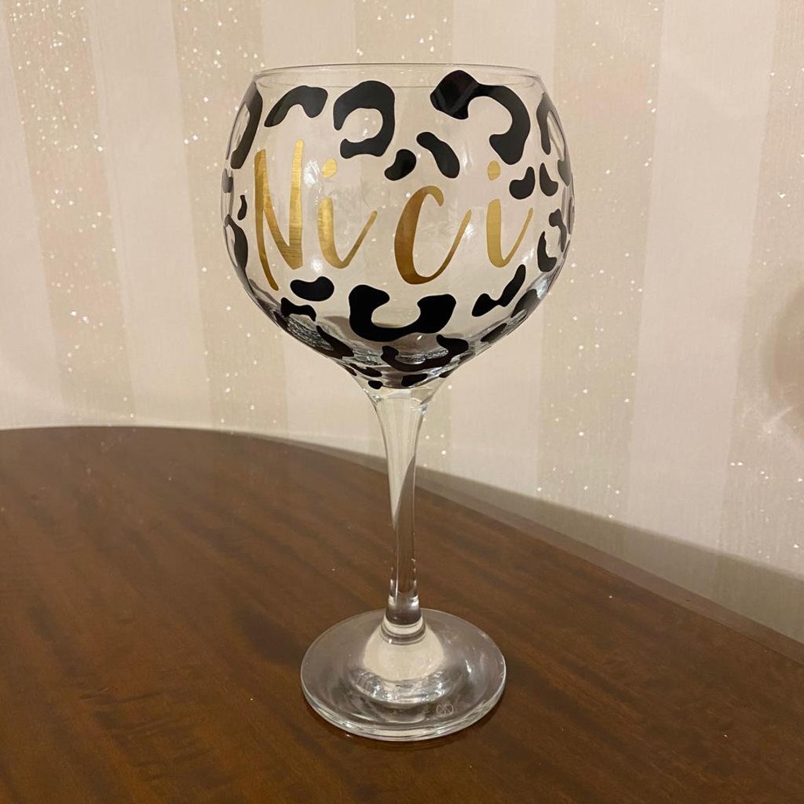 Leopard Print Personalised Extra Large Gin Glass Etsy
