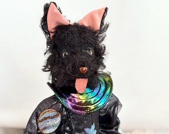 Laika the Space Dog Artdoll Ooak Doll Handgemaakt origineel kunstwerk Poseable hondenknuffel