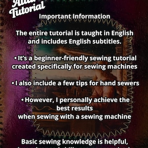 K&ouml;nnte beinhalten: Digitales N&auml;h-Tutorial "Pocket Altar Tutorial" mit wei&szlig;em Text auf dunklem Hintergrund. Das Tutorial ist anf&auml;ngerfreundlich, wird auf Englisch mit englischen Untertiteln unterrichtet. Es bietet Tipps f&uuml;r Handn&auml;her und konzentriert sich auf das N&auml;hen mit der Maschine.