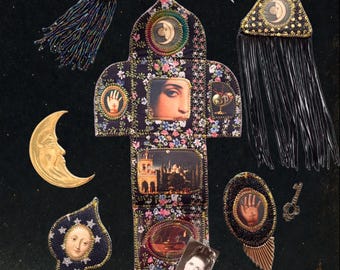 Sheherazade-schrijn. Origineel textielkunstwerk. 1001 nachten oosters altaarzak magisch altaar