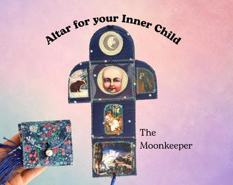 Moonkeeper Altar for Inner Child Healing | Handmade Textile Pocket Shrine | Spiritual Art  | Protection & Safe Space Gift | One of a Kind