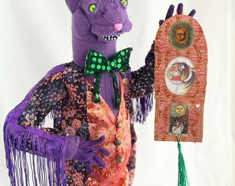 Cheshire Cat Doll Alice in Wonderland | Handmade Original Artwork | Poseable Art Doll | Creepy Cute Collectible | OOAK Fantasy Doll