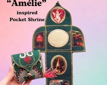 Op Amélie geïnspireerde Pocket Shrine. Handgemaakt origineel kunstwerk Zakaltaar Reisaltaar Parijs Love Amélie