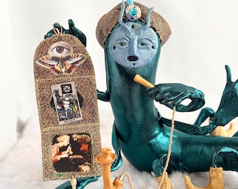 Muñeca Oruga Azul de Alicia en el País de las Maravillas / Obra de arte original hecha a mano / Muñeca articulada / Objeto de colección adorable y espeluznante / Muñeca de fantasía única