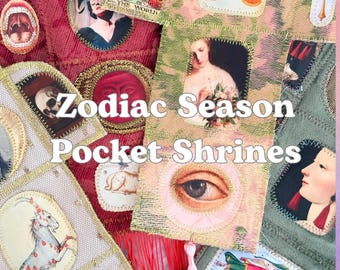 Zodiac Season Pocket Shrines. Original Artwork Pocket Altar Zodiac Sign