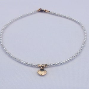 AAA Freshwater Pearl Anklet  - 18K Gold Filled Shell Charm Ankle Bracelet  - Ankle Bracelet - Gift - Beaded Ankle Bracelet
