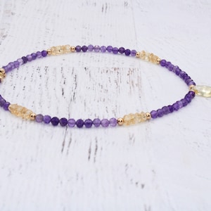 Lebhaftes AAA Amethyst und Citrin Teardrop Fußkettchen - Handgemachtes zierliches Fußkettchen - Fußkettchen Armband - Fußkettchen Geschenk - Qualität Edelstein Schmuck