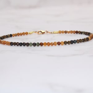 Yellow and Brown Gold Filled Tourmaline Anklet-Tourmaline Ankle Bracelet- Beaded Anklet - ANKLET- Layering Anklet-Dainty Anklet-Jewelry Gift