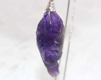 Sterling Silver Hand Wrapped Amethyst necklace -  Dainty Amethyst Necklace - Gift for Her - Meditative and Calming  Necklace
