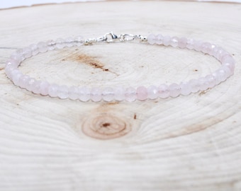 AAA rozenkwarts gefacetteerde armband - steen van onvoorwaardelijke liefde kralenarmband - gelaagdheid armband - hartchakra - helende kristallen armband
