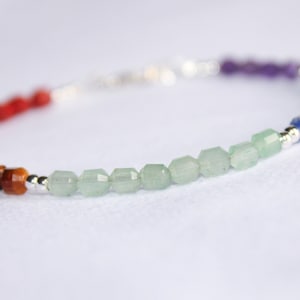 7 Chakra Bracelet- Beaded Bracelet-Crystals Bracelet with 7 Chakra Stones, Gift for her- Sterling Silver and Gold Filled Gemstone Bracelet