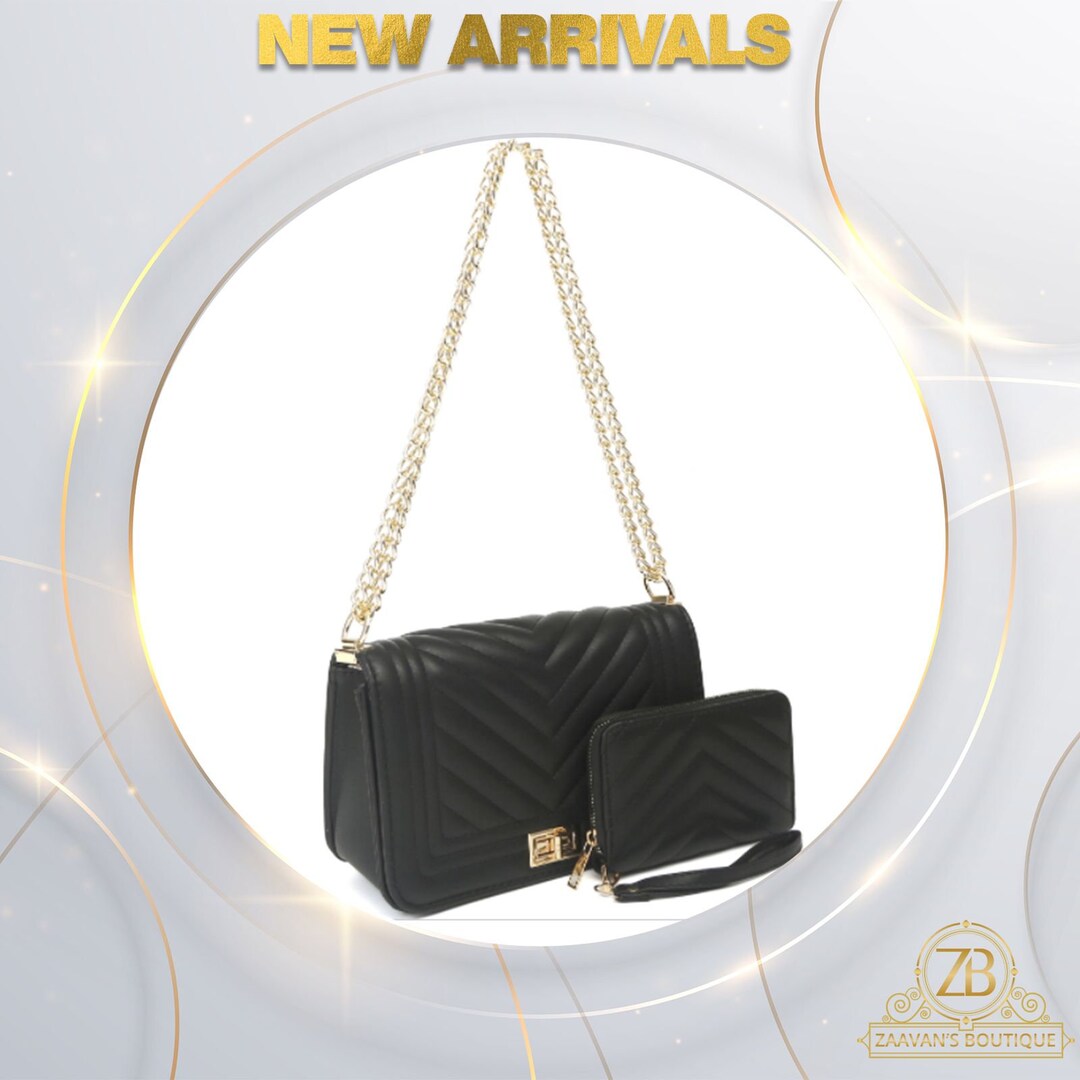 Chevron Quilted Turnlock Shoulder Bag Wallet Set Bags and Etsy