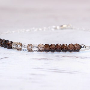AAA Smoky Quartz Ombre Sterling Silver Bracelet - Gemstone Bracelet-