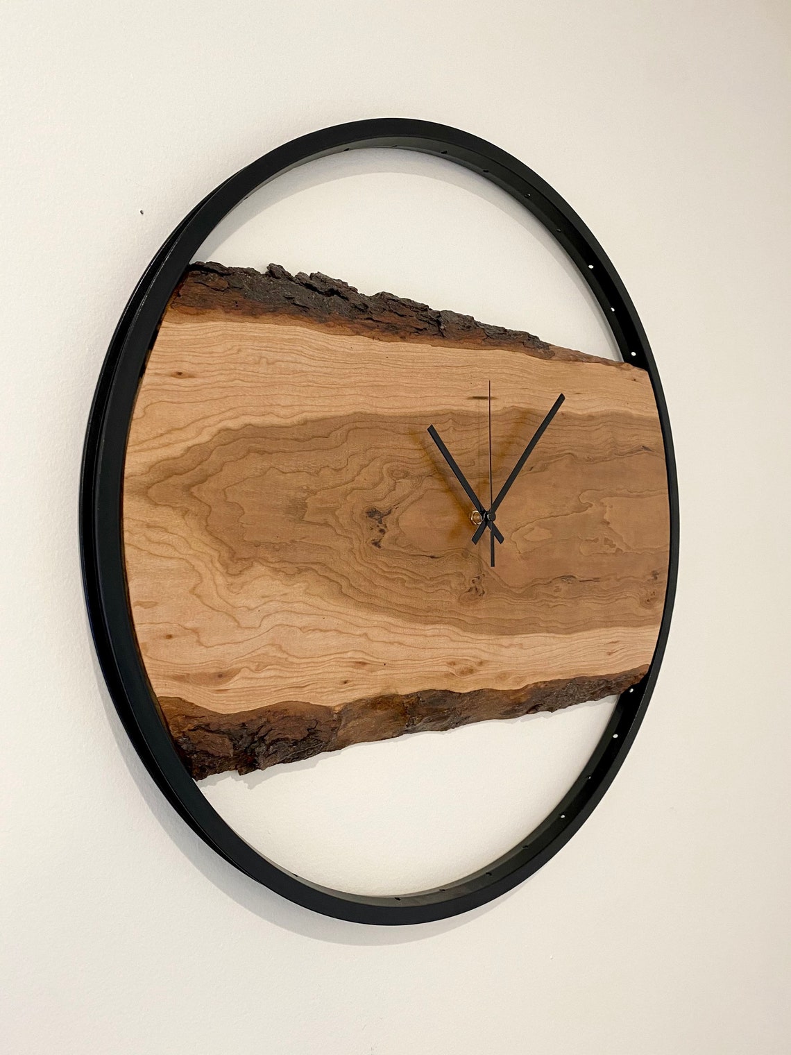 22 Live Edge Clock Live Edge Cherry Large Wall Clock Etsy