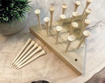 Handmade Wood Peg Solitaire Game: Classic Triangle Puzzle