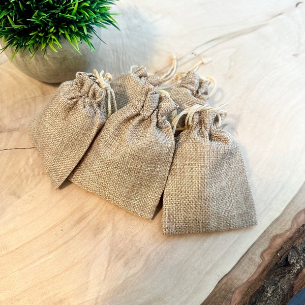 3"x4" Burlap Bag | Small Storage | Small Jute Bag | Wedding Favor Bags | Tan Linen Bags for Jewelry | Beige Party Pouches | Gift Pouch