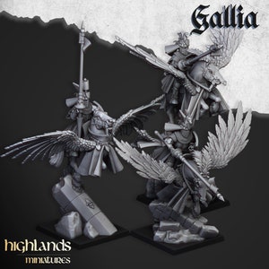 Knights on Pegasus - Gallia - 32mm/28mm - Ideal for Tabletop RPGs | Dungeons and Dragons - Highlands Miniatures