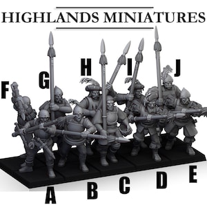 Sunland Spearmen - Kingdom of Sunland - 32mm/28mm - Ideal for Tabletop RPGs | Dungeons and Dragons - Highlands Miniatures