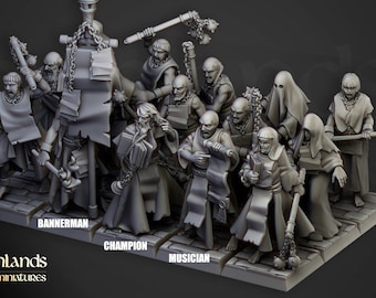 Fanatical Zealots - Warband - 32mm/28mm - Ideal for Tabletop RPGs | Dungeons and Dragons - Highlands Miniatures
