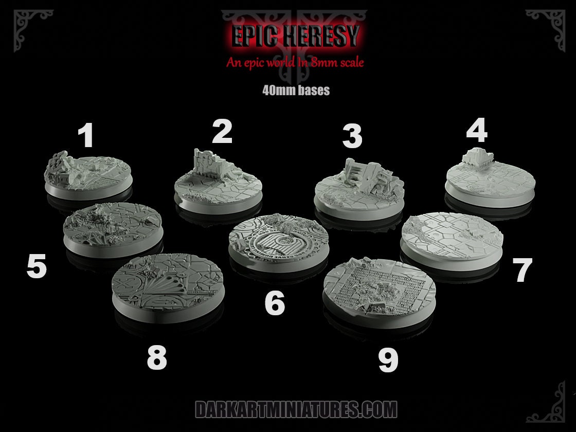 40mm bases - 6mm - 8mm - Epic Scale - Wargaming - Display Plinth
