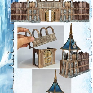 Landschaft/Gelände - Stadtmauer + Tor - 10mm Maßstab - Resin Modelle