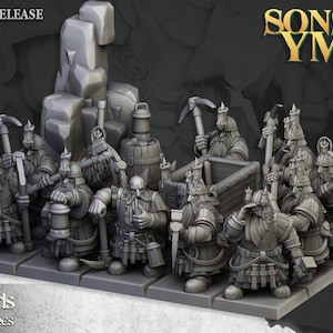 Dwarfs - Miners - Sons of Ymir - 32mm/28mm - Ideal for Tabletop RPGs | Dungeons and Dragons - Highlands Miniatures