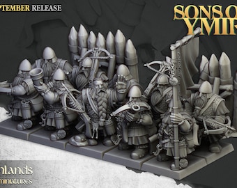 Dwarfs - Crossbowmen - Sons of Ymir - 32mm/28mm - Ideal for Tabletop RPGs | Dungeons and Dragons - Highlands Miniatures