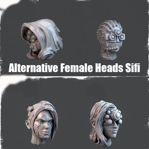 Cabeças femininas alternativas - 28 mm - Wargaming - Modelos de resina - Detalhes finos