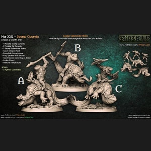 Jinetes de salamandras / Pantano Gurunda / Gremio de artesanos / D&D RPG Mesa Resina Miniatura