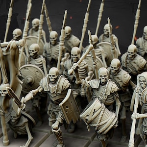 Skeletons - Undead Spearmen - 32mm/28mm - Ideal for Tabletop RPGs | Dungeons and Dragons - Highlands Miniatures