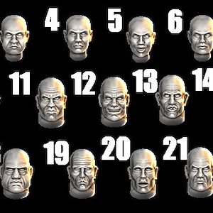 Townfolk Heads (Glatze) - 28mm - Wargaming - Resin Models - Feine Details