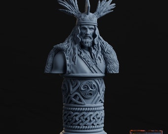 Gallic Chief Shoulder Bust + Plinth - Display - Ideal for Painting practice - Fantasy Tabletop RPG Model - Resin Miniature