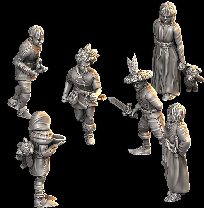 Townfolk (Multipart) - 28mm - Wargaming - Resin Models - Feine Details