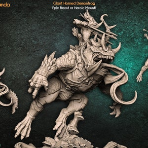 Rana demoníaca con cuernos gigantes / Pantano Gurunda / Gremio de artesanos / D&D RPG Mesa Resina Miniatura
