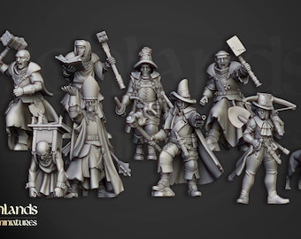 Cazadores de Brujas - Banda de Cazadores de Brujas - 32 mm/28 mm - Ideal para juegos de rol de mesa / Dungeons and Dragons - Highlands Miniatures