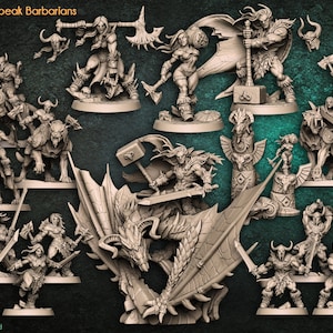 Bárbaros de Pico do Dragão - Guilda de Artesãos - Jogos de Mesa de D&D - Miniatura de Resina
