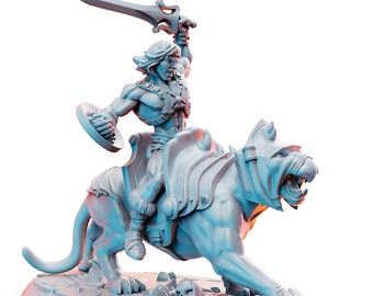 He-Darr on War Tiger - RN EStudio - DnD Tabletop Games - Resin Miniature