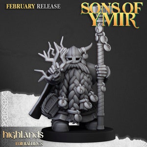 Krasnoludy - Mistrzowie run - Synowie Ymira - 32 mm/28 mm - Idealne do gier RPG | Dungeons and Dragons - Highlands Miniatures