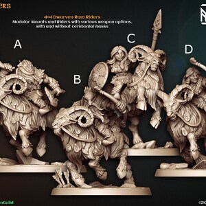 Cavaleiros de Carneiro Drarven - Jogos de Mesa de D&D - Miniatura de Resina