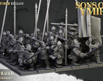 ドワーフ - 槍兵 - ユミルの息子たち - 32 mm/28 mm - テーブルトップRPGに最適 | ダンジョンズ＆ドラゴンズ - ハイランドミニチュア