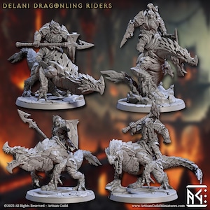Delani Dragonling Riders - Artisan Guild - DnD Tabletop Games - Resin Miniature