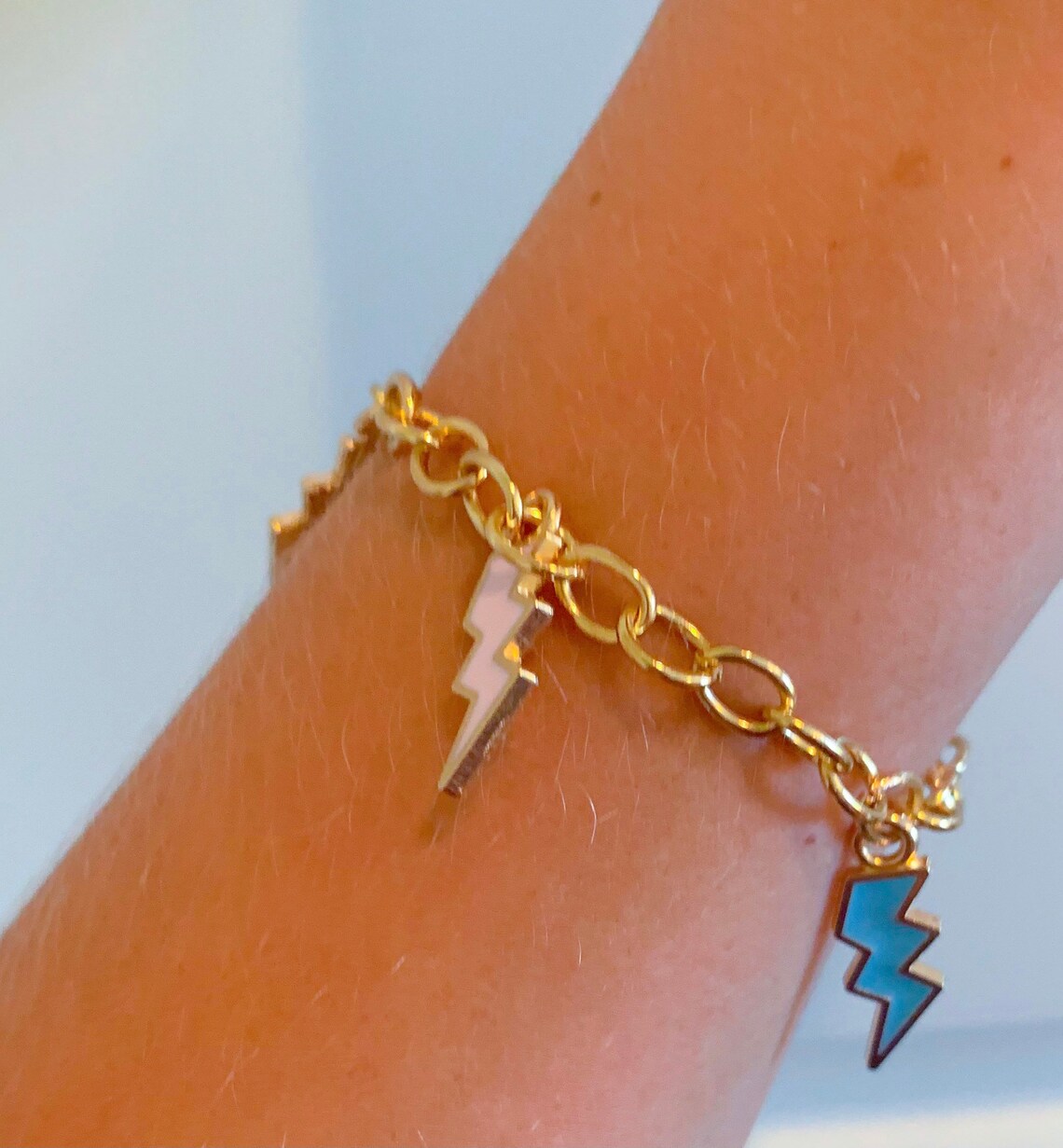 Lightning bolt charm bracelet Etsy
