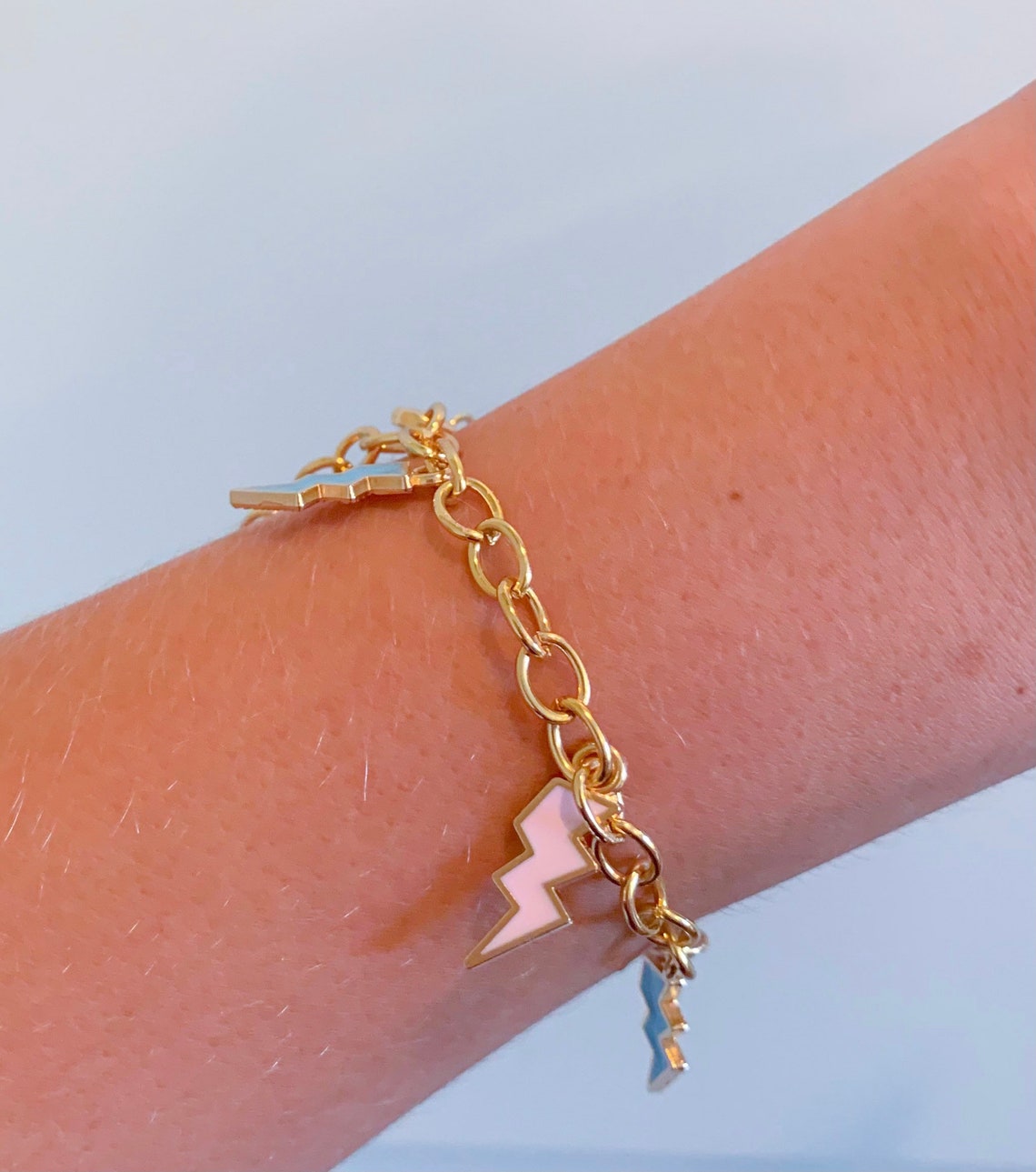 Lightning bolt charm bracelet Etsy