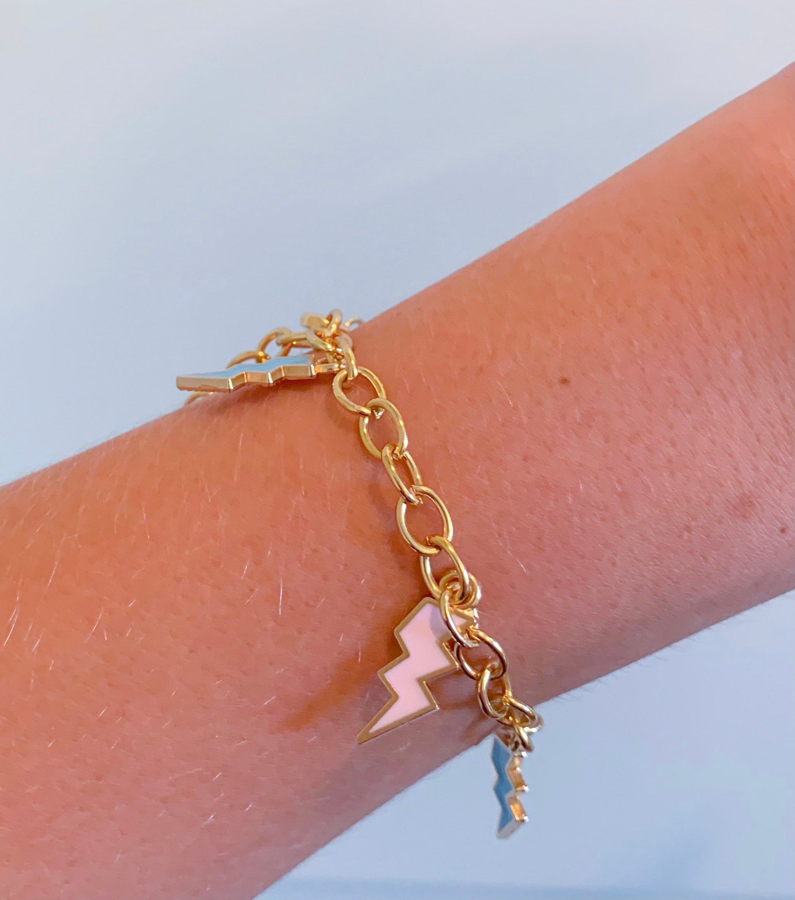 Lightning bolt charm bracelet Etsy